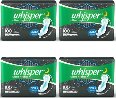 Whisper ultra nights XXL+ ( 5+5+5+5 pads ) Sanitary Pad (Pack of 20)