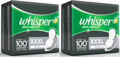 Whisper ultra nights XXXL ( 3+3 pads ) Sanitary Pad (Pack of 6)