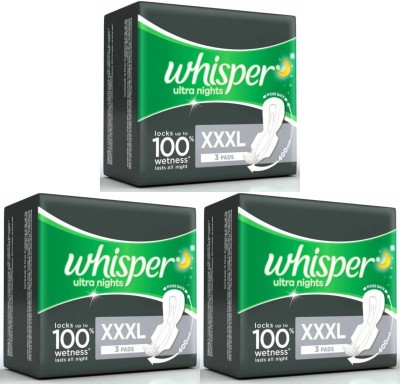 Whisper ultra nights XXXL ( 3+3+3 pads ) Sanitary Pad  (Pack of 9)