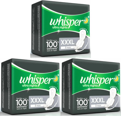 Whisper ultra nights XXXL ( 3+3+3 pads ) Sanitary Pad (Pack of 9)