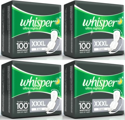 Whisper ultra nights XXXL ( 3+3+3+3 pads ) Sanitary Pad  (Pack of 12)