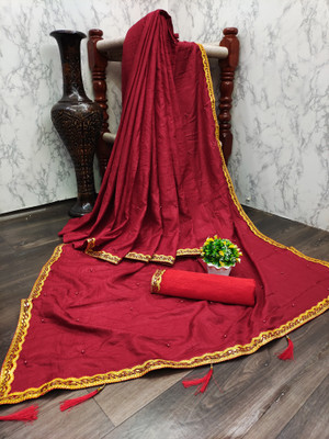 VRINDITA FASHION Solid/Plain Daily Wear Pure Silk, Art Silk Saree(Maroon)