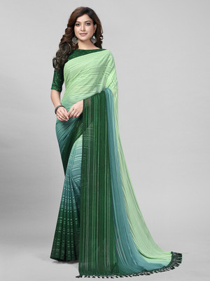 Granthva Fab Self Design, Embellished Bollywood Silk Blend Saree(Green)