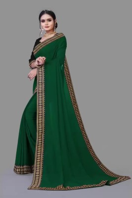 OKTAT Solid/Plain Banarasi Georgette Saree(Green)