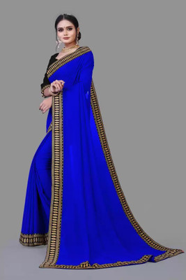 OKTAT Solid/Plain Banarasi Georgette Saree(Light Blue)