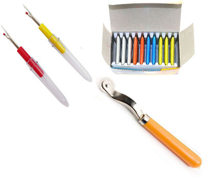 Crafts Haveli 3 Items Combo : 2 Seam Ripper, 1 Tracing Wheel & Tailoring Chalk Sewing Kit