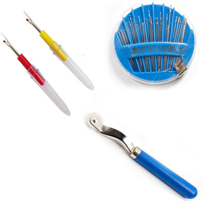 Crafts Haveli 3 Items Combo : 2 Seam Ripper, 1 Tracing Wheel & Needle Compact Sewing Kit