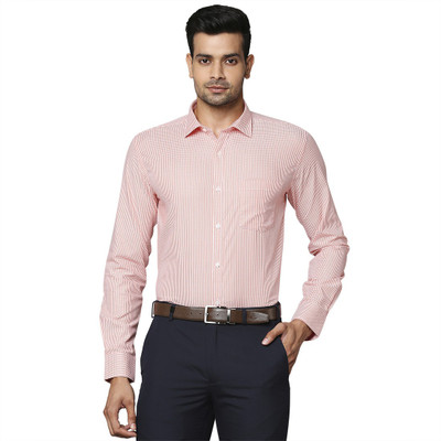 PARK AVENUE Men Checkered Formal Pink Shirt