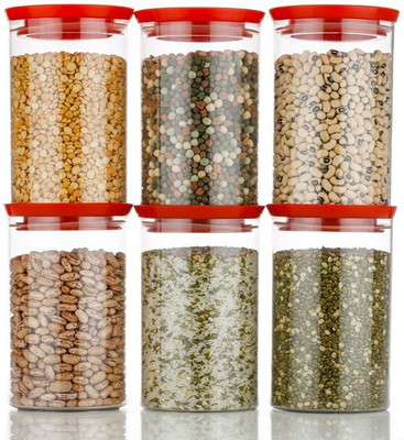 QUPSY Plastic Grocery Container  - 900 ml(Pack of 6, Red)