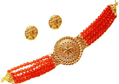 balaji gold Crystal Gold-plated Red Jewellery Set(Pack of 1)