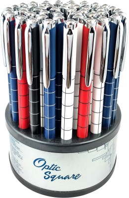 Win Optic Square 50Pcs (36 Blue,12 Black, 2 Red)|0.7 mm Tip|School & Office Ball Pen(Pack of 50, Multicolor)