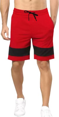 TRIPR Color Block Men Red, Black Regular Shorts