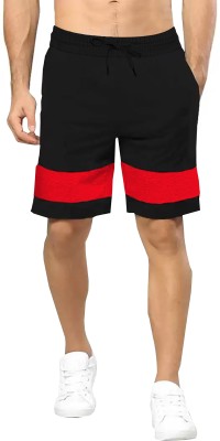 TRIPR Color Block Men Red, Black Regular Shorts