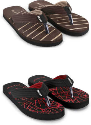PKKART Flip Flops(Brown, Black 8)