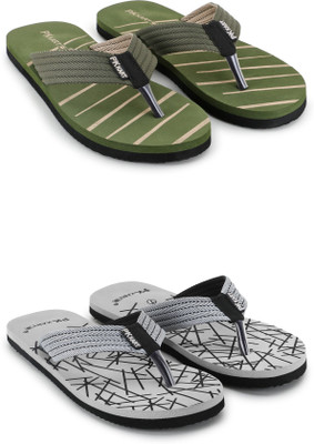 PKKART Flip Flops(Green, Grey 8)
