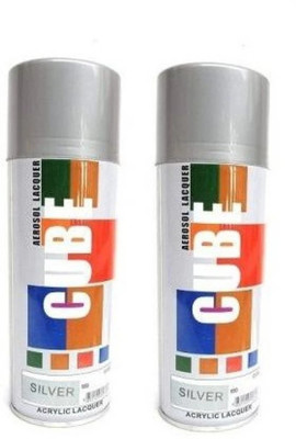 CUBE Silver Spray Paint 800 ml(Pack of 2)