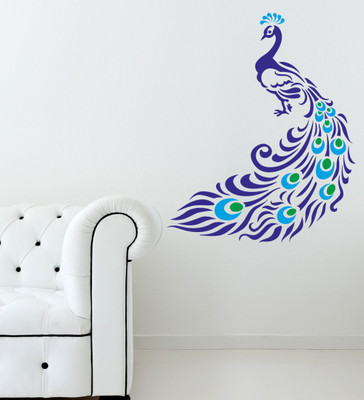 HAPPYSTICKY 80 cm Peacock Removable Sticker(Pack of 1)