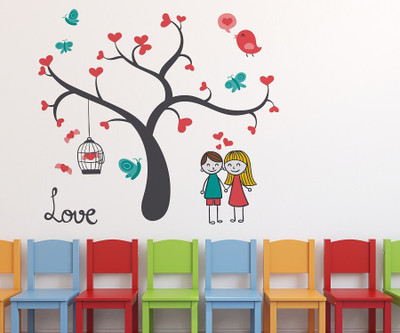 HAPPYSTICKY 95 cm Heatin Tree Removable Sticker(Pack of 1)