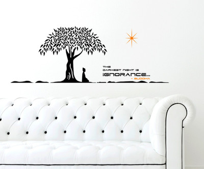 HAPPYSTICKY 140 cm Budha-Tree Removable Sticker(Pack of 1)