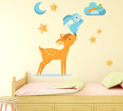HAPPYSTICKY 100 Deer Removable Sticker(Pack of 1)