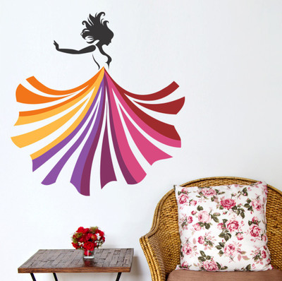 HAPPYSTICKY 80 cm Girl Removable Sticker(Pack of 1)