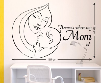 Zampyy 80 cm Home Is Where Is My Mom Is | Wall Stickers |PVC Vinyl| Non-Reusable Sticker | Self Adhesive Sticker(Pack of 1)