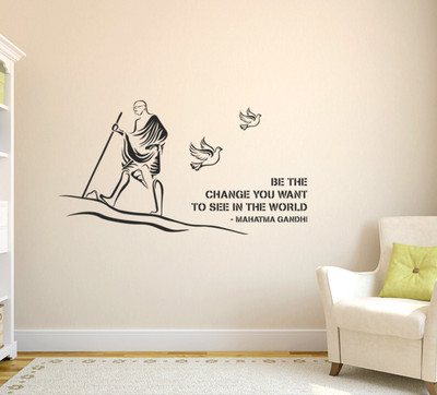 HAPPYSTICKY 100 cm Mahatma Removable Sticker(Pack of 1)