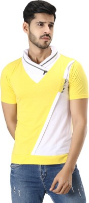 Black Collection Solid Men Polo Neck Yellow T-Shirt