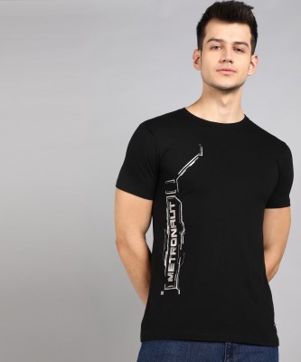 METRONAUT Graphic Print Men Round Neck Black T-Shirt
