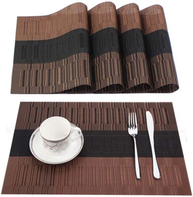 Onlyeasy Rectangular Pack of 4 Table Placemat(Brown, PVC)