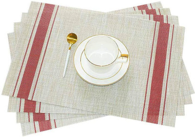 IVAR Rectangular Pack of 4 Table Placemat(Red, PVC)