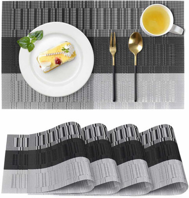 Wonder Work Rectangular Pack of 4 Table Placemat(Black, Grey, PVC)