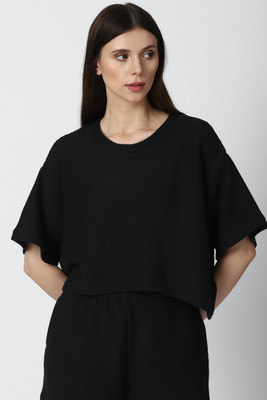 FOREVER 21 Casual Solid Women Black Top
