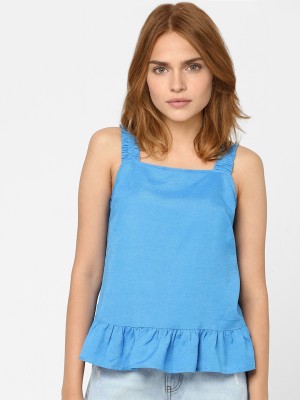 VERO MODA Casual Solid Women Blue Top