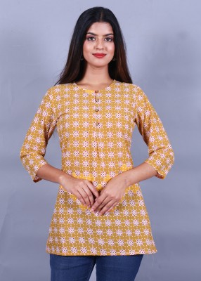 Miyanbazaz textiles Casual Printed Women Yellow Top