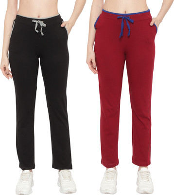 Ayvina Solid Women Black, Maroon Track Pants