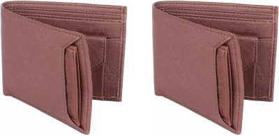 LNSAR Men Casual, Ethnic, Evening/Party, Formal, Travel, Trendy Brown Artificial Leather Wallet(6 Card Slots, Pack of 2)