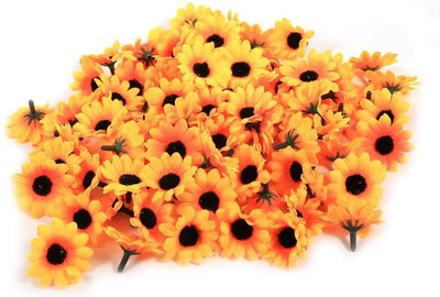 well art gallery Yellow Sunflower Artificial Flower(3 cm, Pack of 50, Single Flower)