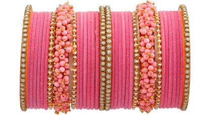 Rijoli Metal Pearl Bangle Set(Pack of 34)