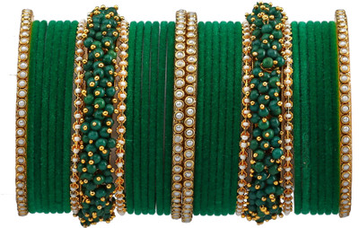 Rijoli Metal Pearl Bangle Set(Pack of 34)