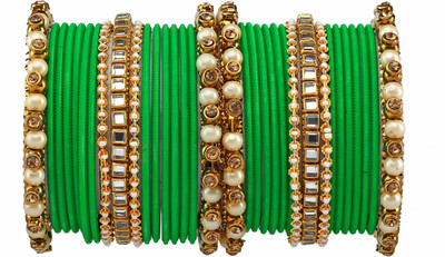 Amika Metal Beads, Zircon Bangle Set(Pack of 34)