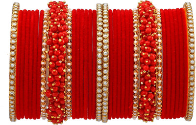 Rijoli Metal Pearl Bangle Set(Pack of 34)