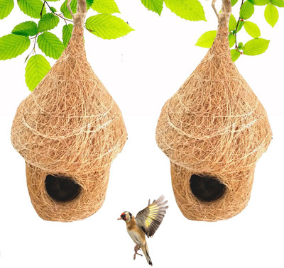 LIVEONCE HUT SHAPE BIRD NEST PACK OF 2 Bird House(Hanging)