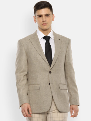 LOUIS PHILIPPE Self Design Single Breasted Formal Men Blazer(Brown)