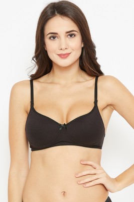 N-gal Cotton Padded Regular T-Shirt Bra Women Balconette Heavily Padded Bra(Black)