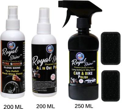 Royal Shine Liquid Car Polish for Bumper, Chrome Accent, Dashboard, Exterior, Tyres, Metal Parts, Leather(550 ml)