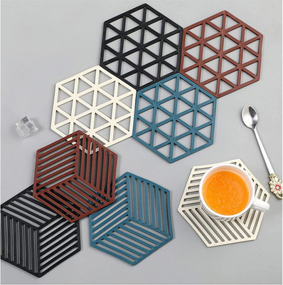 Spatlus Hexagon Reversible PVC Coaster Set(Pack of 8)