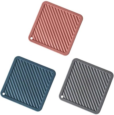 Spatlus Square Reversible PVC Coaster Set(Pack of 3)