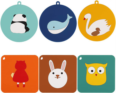 Spatlus Square Reversible PVC Coaster Set(Pack of 6)