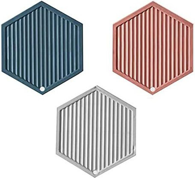 Spatlus Hexagon Reversible PVC Coaster Set(Pack of 3)